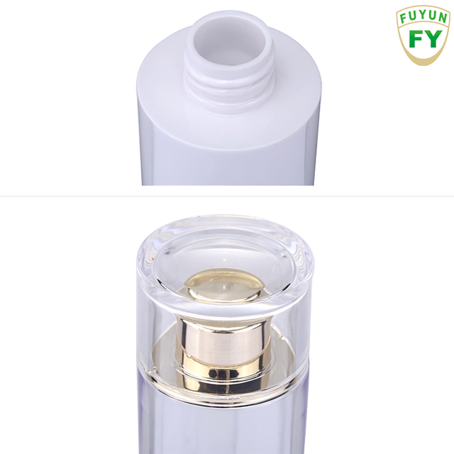 Fuyun Luxury Plastic Cylinder Acrylic Lotion Bottle Facial Toner Bottle Black Empty Facial Cleanser Makeup Remover Bottle
