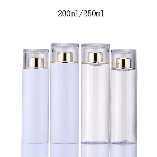 Fuyun Luxury Plastic Cylinder Acrylic Lotion Bottle Facial Toner Bottle Black Empty Facial Cleanser Makeup Remover Bottle