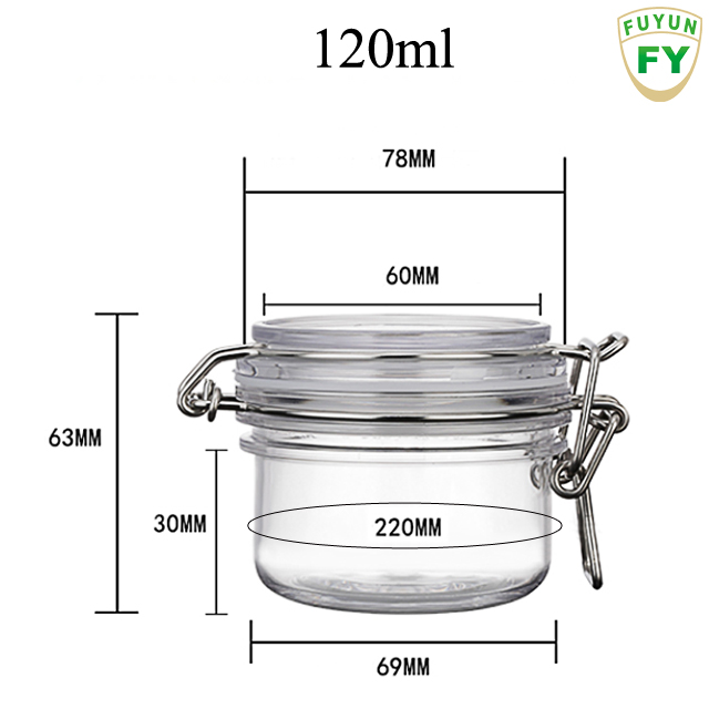 Fuyun MOQ 1pcs 120ml plastic jar,food storage container, candy jar