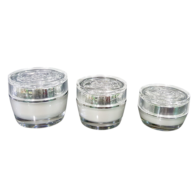 Fuyun MOQ 1pcs 30G Hot Sell Luxury White Frosted Fancy Custom Round Acrylic Jar Cosmetic Packaging Cream Jar