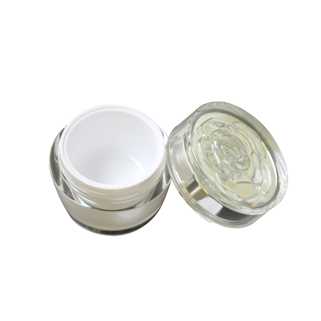 Fuyun MOQ 1pcs 50g high quality empty dual cosmetic container white acrylic jar for day and night cream