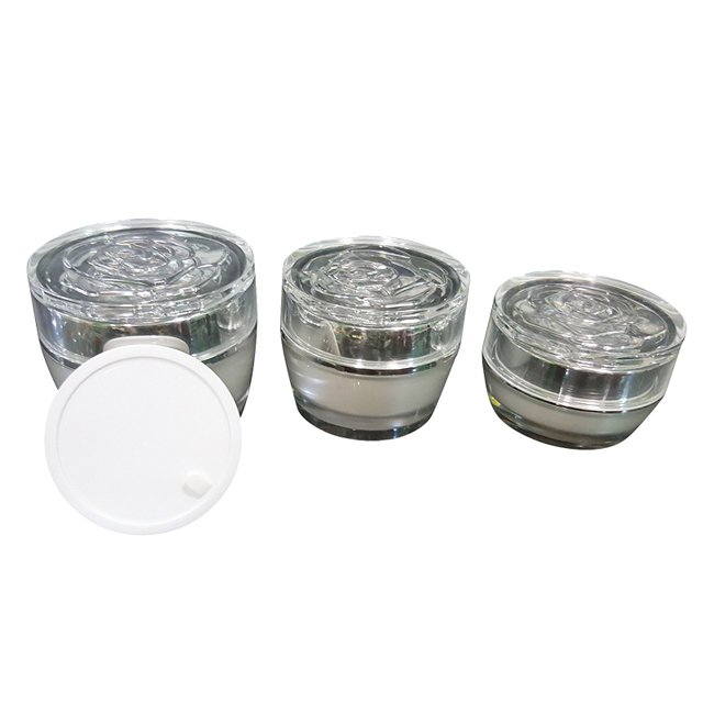 Fuyun MOQ 1pcs 50g high quality empty dual cosmetic container white acrylic jar for day and night cream