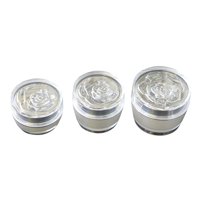 Fuyun MOQ 1pcs 50g high quality empty dual cosmetic container white acrylic jar for day and night cream