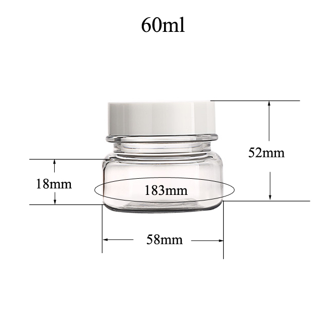 Fuyun MOQ 1pcs Clear plastic PET cosmetic jar for face cream with screw lid