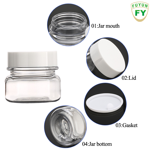 Fuyun MOQ 1pcs Clear plastic PET cosmetic jar for face cream with screw lid