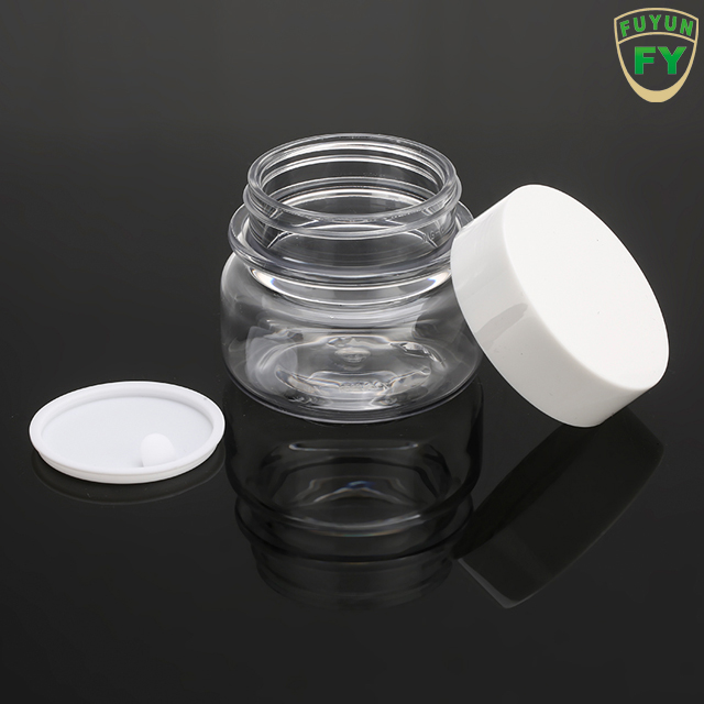 Fuyun MOQ 1pcs Clear plastic PET cosmetic jar for face cream with screw lid