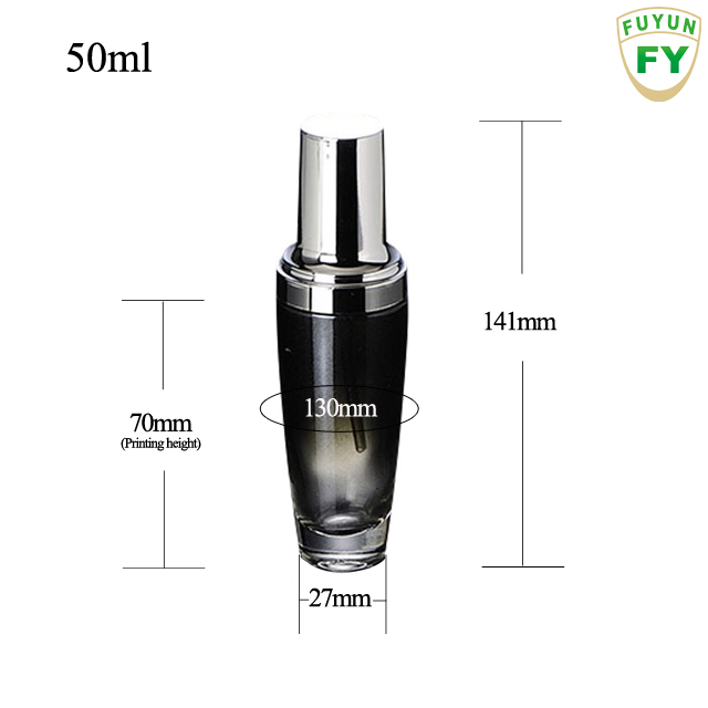 Fuyun MOQ 1pcs Empty matte black 50ml square cosmetic glass lotion bottles with lotion pump