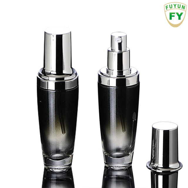 Fuyun MOQ 1pcs Empty matte black 50ml square cosmetic glass lotion bottles with lotion pump
