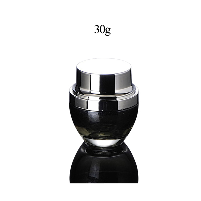 Fuyun MOQ 1pcs Luxury 30g empty round bottom black cosmetic glass jar for skin care