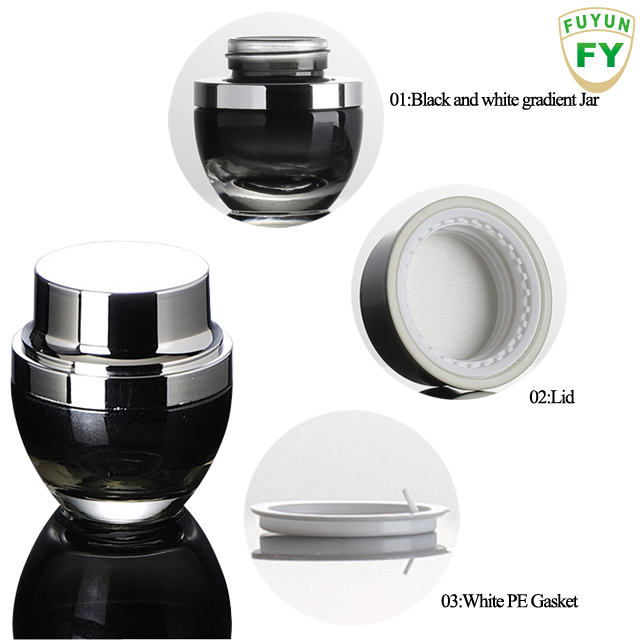 Fuyun MOQ 1pcs Luxury 30g empty round bottom black cosmetic glass jar for skin care