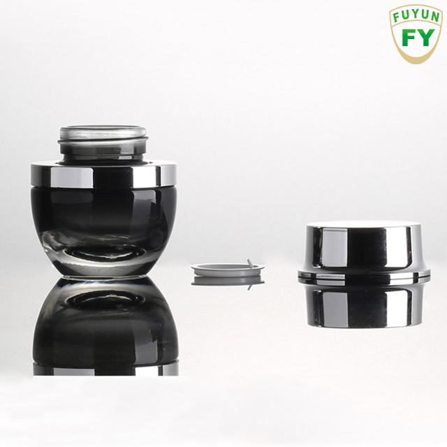 Fuyun MOQ 1pcs Luxury 30g empty round bottom black cosmetic glass jar for skin care