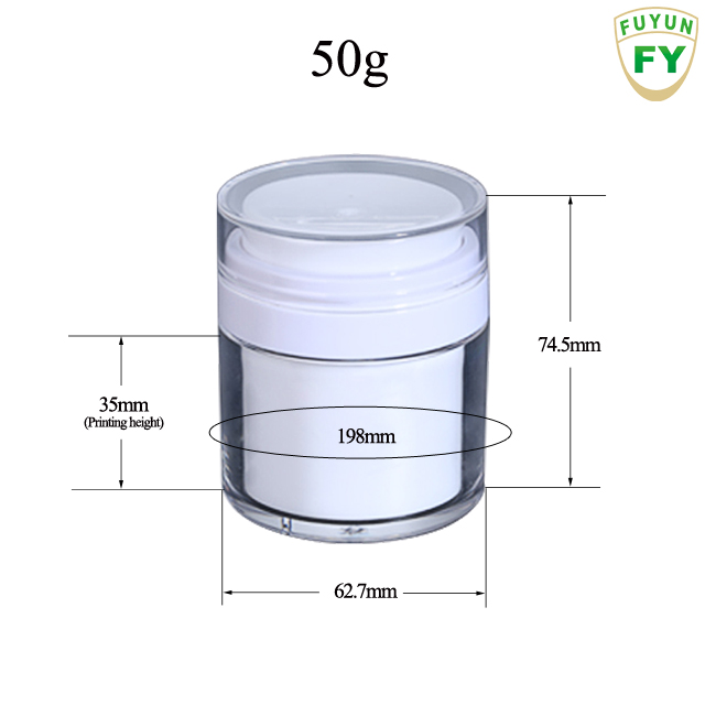 Fuyun MOQ 1pcs New design factory price 50ml empty Acrylic airless pump cream jar 50g for cosmetic packaging