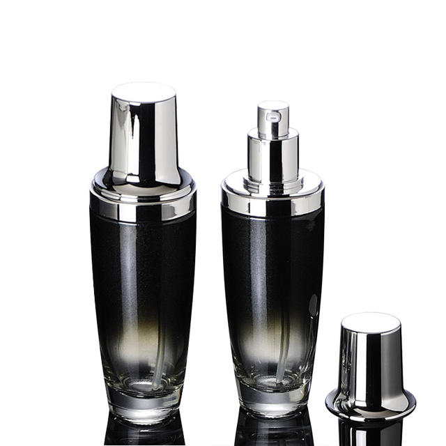 Fuyun MOQ 1pcs Packaging empty black serum bottle 100ml glass lotion bottle wholesale cosmetic glass bottle with pump