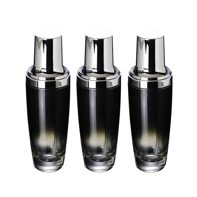 Fuyun MOQ 1pcs Packaging empty black serum bottle 100ml glass lotion bottle wholesale cosmetic glass bottle with pump