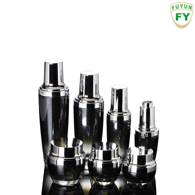 Fuyun MOQ 1pcs Packaging empty black serum bottle 100ml glass lotion bottle wholesale cosmetic glass bottle with pump