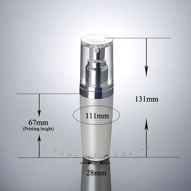 Fuyun MOQ 1pcs Silver cosmetic packaging 30ml empty acrylic essential oil luxury bottle for olive oil