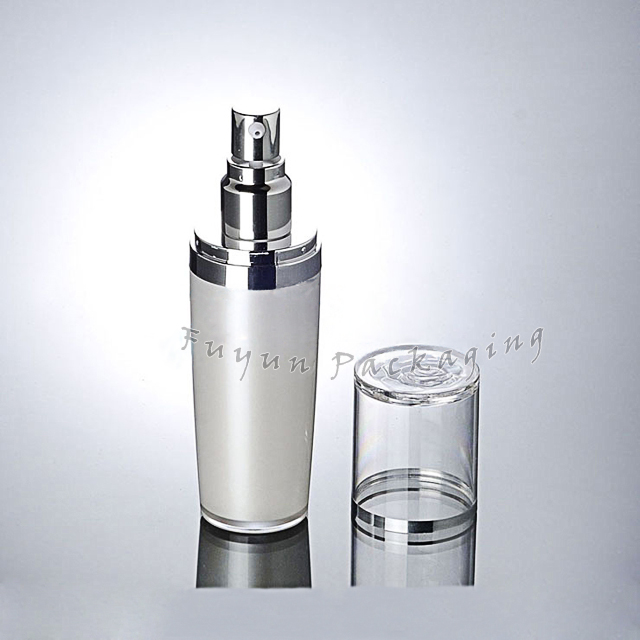 Fuyun MOQ 1pcs Silver cosmetic packaging 30ml empty acrylic essential oil luxury bottle for olive oil