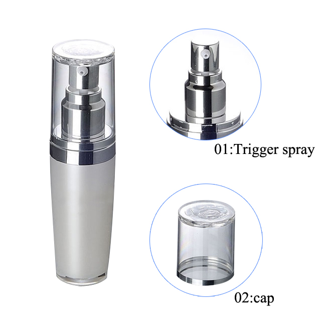 Fuyun MOQ 1pcs Silver cosmetic packaging 30ml empty acrylic essential oil luxury bottle for olive oil