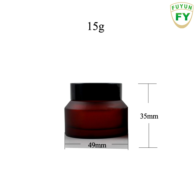 Fuyun MOQ 1pcs frosted amber green luxury cosmetic jar glass jar for cosmetic 50ml with black cap