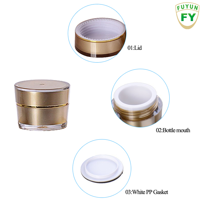 Fuyun MOQ 1pcs gold color face cream round acrylic cosmetic jar 5g