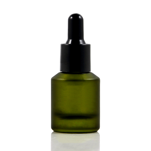 Fuyun MOW 1pcs 15ml Frosted Boston Round Glass Dropper Bottle For Essential Oil, Serum