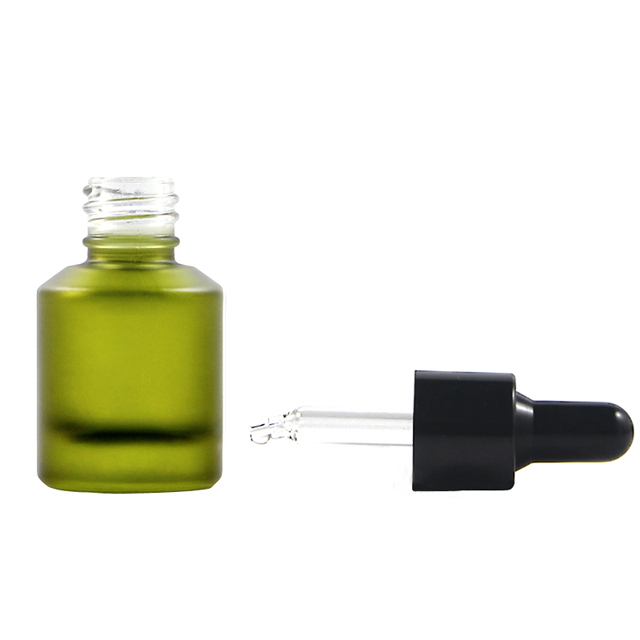 Fuyun MOW 1pcs 15ml Frosted Boston Round Glass Dropper Bottle For Essential Oil, Serum