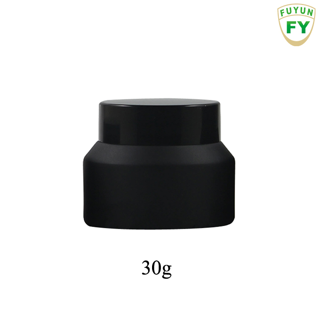 Fuyun Manufacturer 15g/30g/50g Slope Shoulder Round Matte Black Screw Frosted Cosmetic Containers Cream Frosted Glass Jars