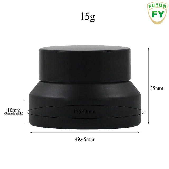 Fuyun Manufacturer 15g/30g/50g Slope Shoulder Round Matte Black Screw Frosted Cosmetic Containers Cream Frosted Glass Jars