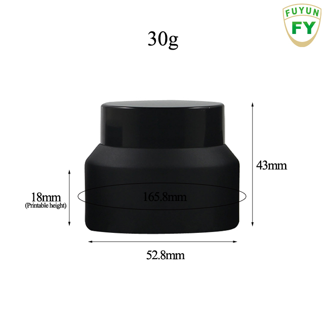 Fuyun Manufacturer 15g/30g/50g Slope Shoulder Round Matte Black Screw Frosted Cosmetic Containers Cream Frosted Glass Jars