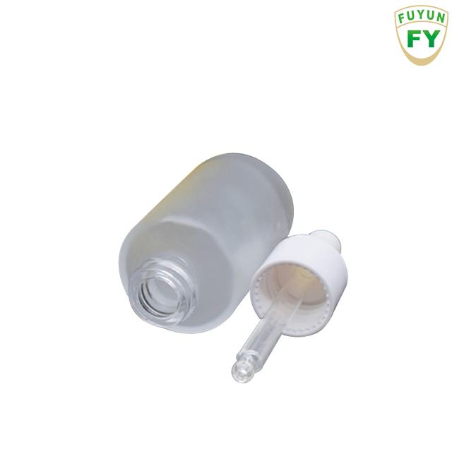 Fuyun Matt 30ml Flat Shoulder Frosted Glass Clear Cosmetic Essential Oil Dropper Bottles with Dropper