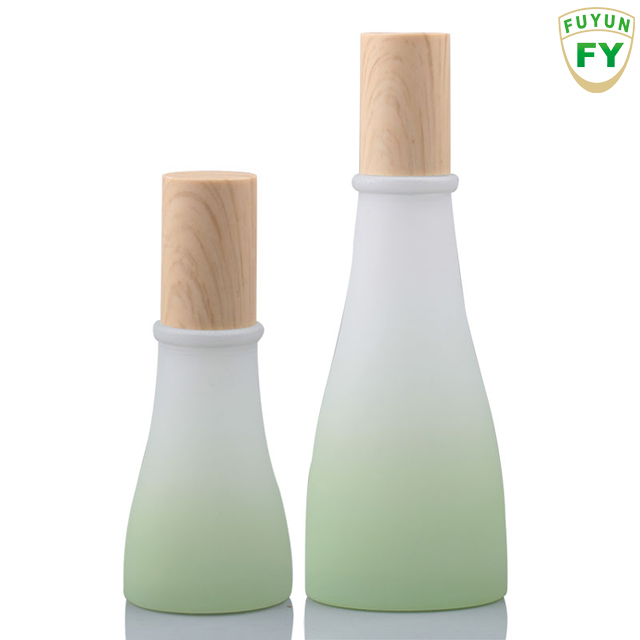 Fuyun Nature bamboo packaging 50ml frosted glass lotion bottle with bamboo cap