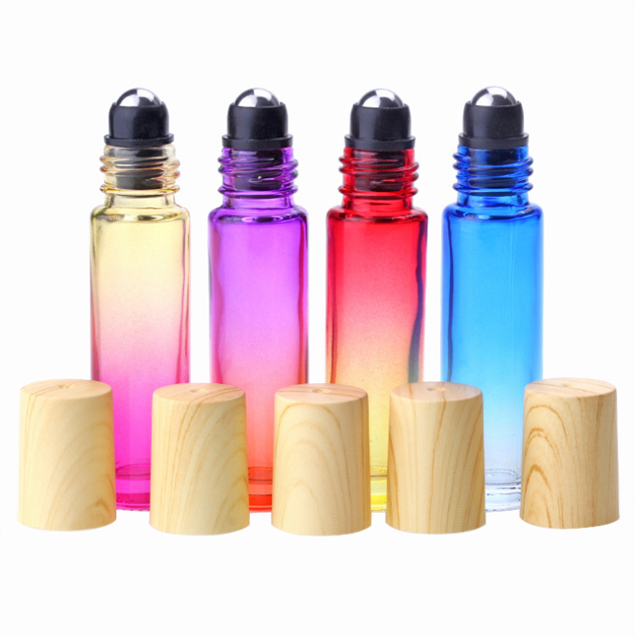 Fuyun New Empty Diy Cosmetic Essential Oil Glass Roller Ball Perfume Bottle for Essential Oils with Wood Cap