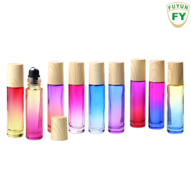 Fuyun New Empty Diy Cosmetic Essential Oil Glass Roller Ball Perfume Bottle for Essential Oils with Wood Cap