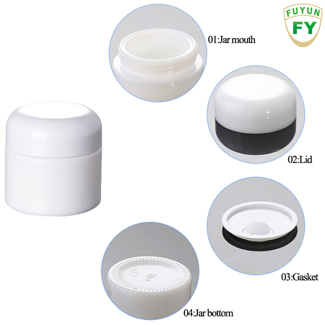 Fuyun New products cosmetic packaging empty white 50g plastic cream jar