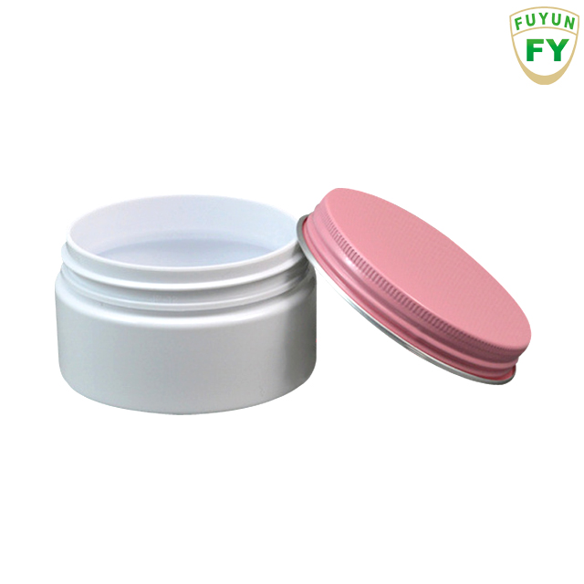 Fuyun No MOQ 100ml white plastic cosmetic cream jar with white/pink/gold aluminum cap
