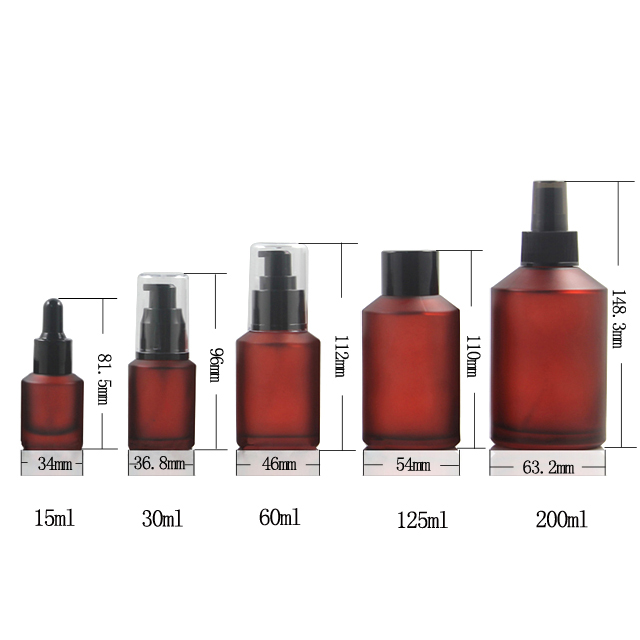Fuyun No MOQ 15ml/30ml/60ml/125ml/200ml stocked wholesale frosted red color spray pump lotion bottle