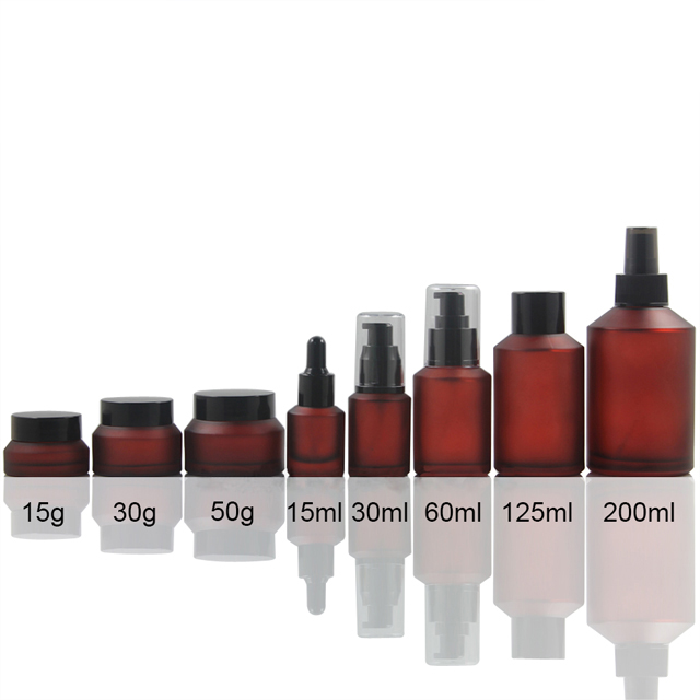 Fuyun No MOQ 15ml/30ml/60ml/125ml/200ml stocked wholesale frosted red color spray pump lotion bottle