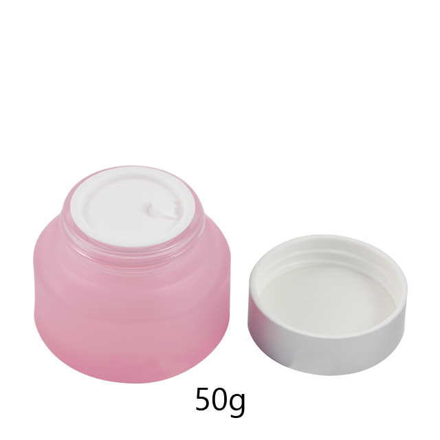 Fuyun No MOQ 50ml pink/green/red/black matte skin care packaging glass cosmetic cream jar