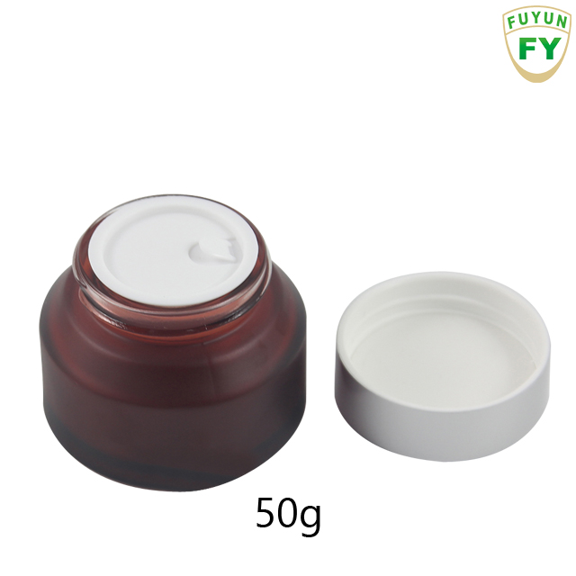 Fuyun No MOQ 50ml pink/green/red/black matte skin care packaging glass cosmetic cream jar
