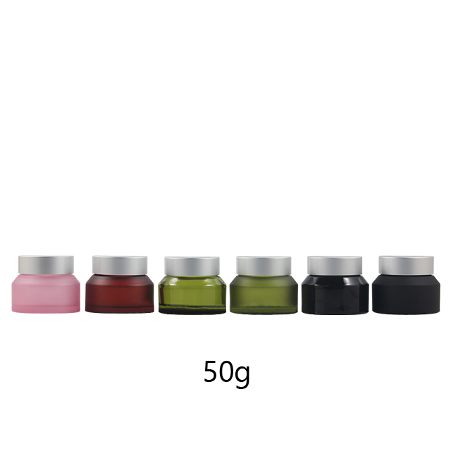 Fuyun No MOQ 50ml pink/green/red/black matte skin care packaging glass cosmetic cream jar