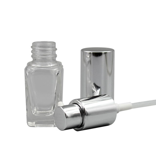 Fuyun No MOQ Empty 10ml Luxury Clear Square Glass Cosmetic Airless Pump Bottle