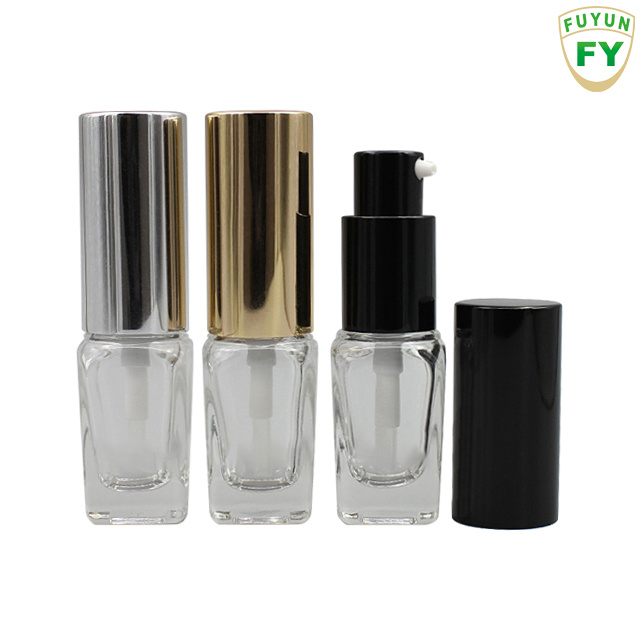 Fuyun No MOQ Empty 10ml Luxury Clear Square Glass Cosmetic Airless Pump Bottle