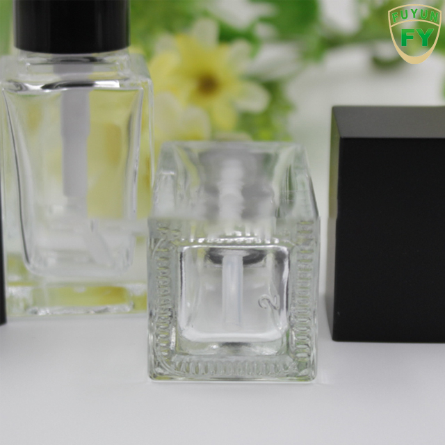 Fuyun No MOQ empty 30ml clear square cosmetic glass pump bottle