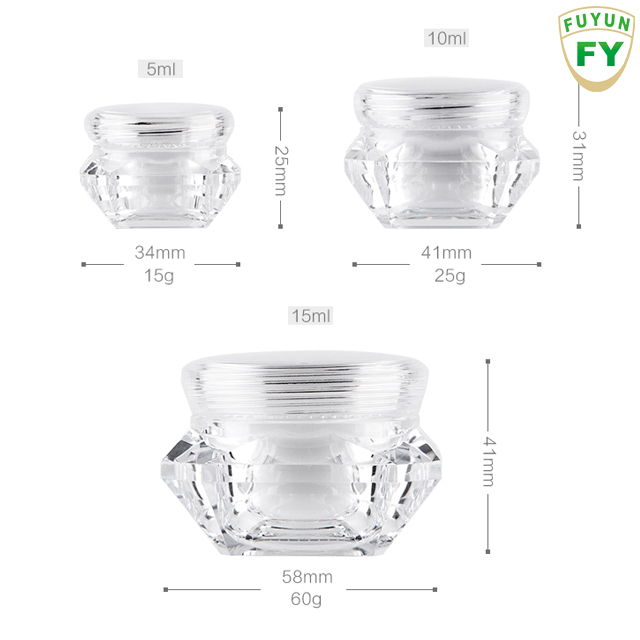 Fuyun No MOQ empty 5g/10g/15g square transparent plastic container skin care cream jars