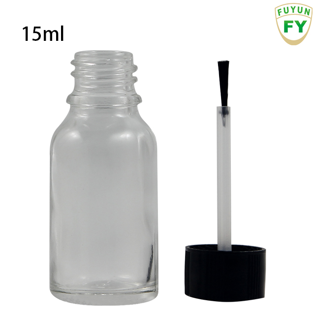 Fuyun No MOQ new products 5ml/10ml/15ml/20ml/30ml/50ml clear empty gel nail polish glass bottle with brush