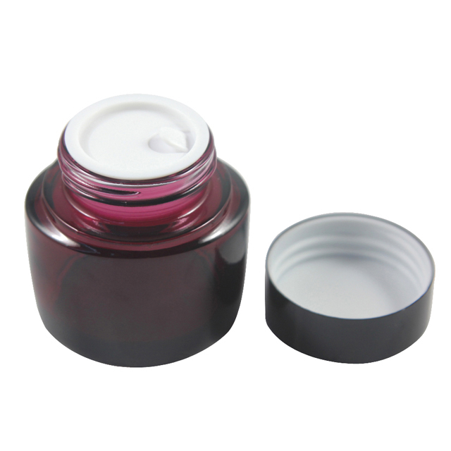 Fuyun No MOQ packaging 15g/30g/40g/50g transparent purple empty cosmetic Skin Care Cream glass jar