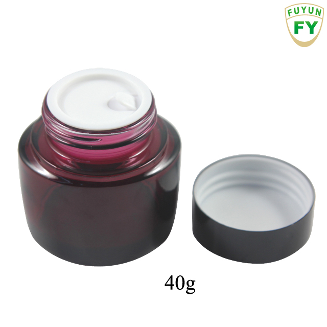 Fuyun No MOQ packaging 15g/30g/40g/50g transparent purple empty cosmetic Skin Care Cream glass jar