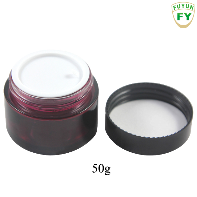 Fuyun No MOQ packaging 15g/30g/40g/50g transparent purple empty cosmetic Skin Care Cream glass jar