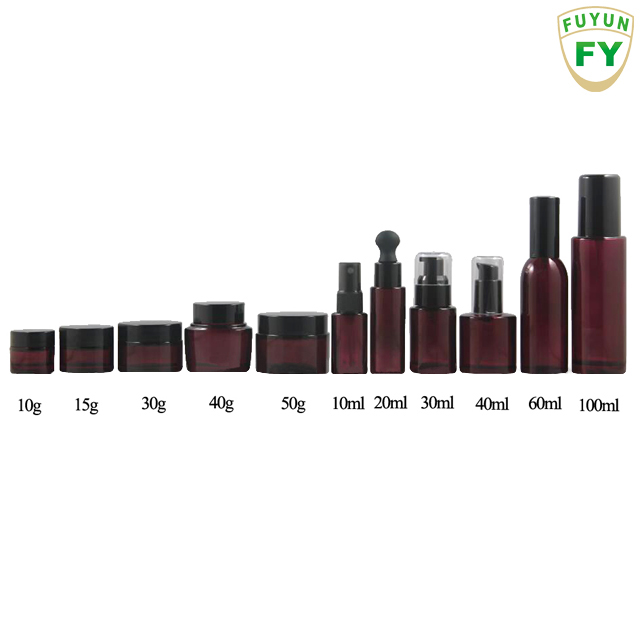 Fuyun No MOQ packaging 15g/30g/40g/50g transparent purple empty cosmetic Skin Care Cream glass jar