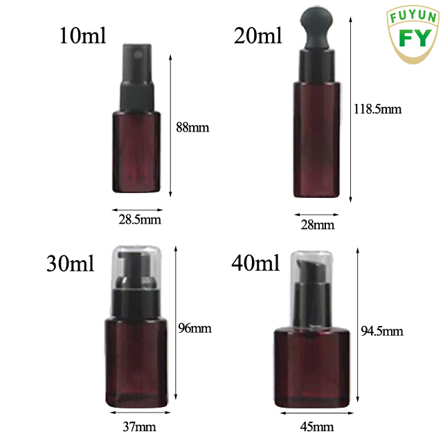 Fuyun Quick Shipping 10ml 30ml 40ml 60ml 100ml purple perfume glass pump bottles